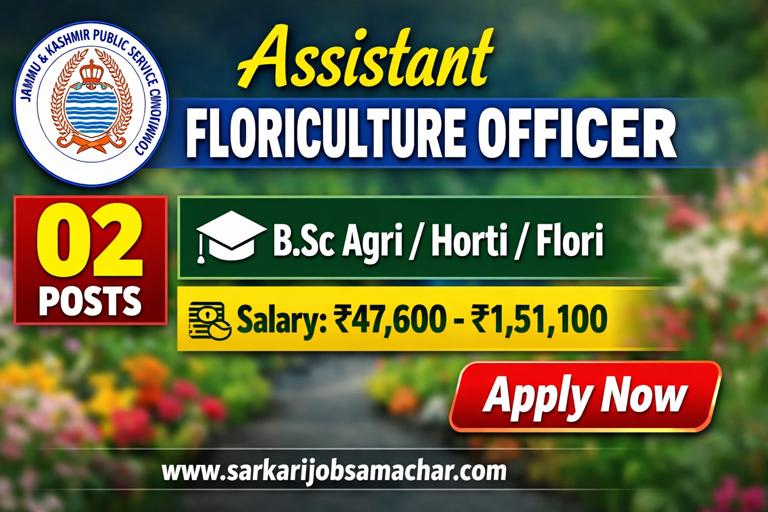 JKPSC Assistant Floriculture Officer Recruitment 2026 – 02 Gazetted Posts in J&K Floriculture Department